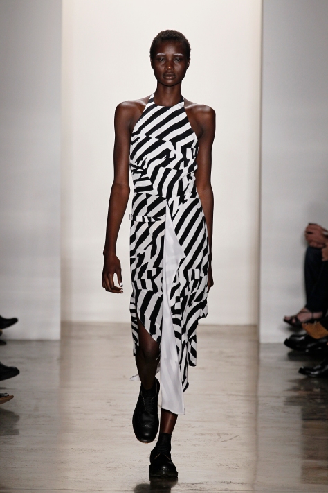 Wayne Lee, Black and White Optic Print Halter Dress, Spring 2012, photographed by Dan Lecca